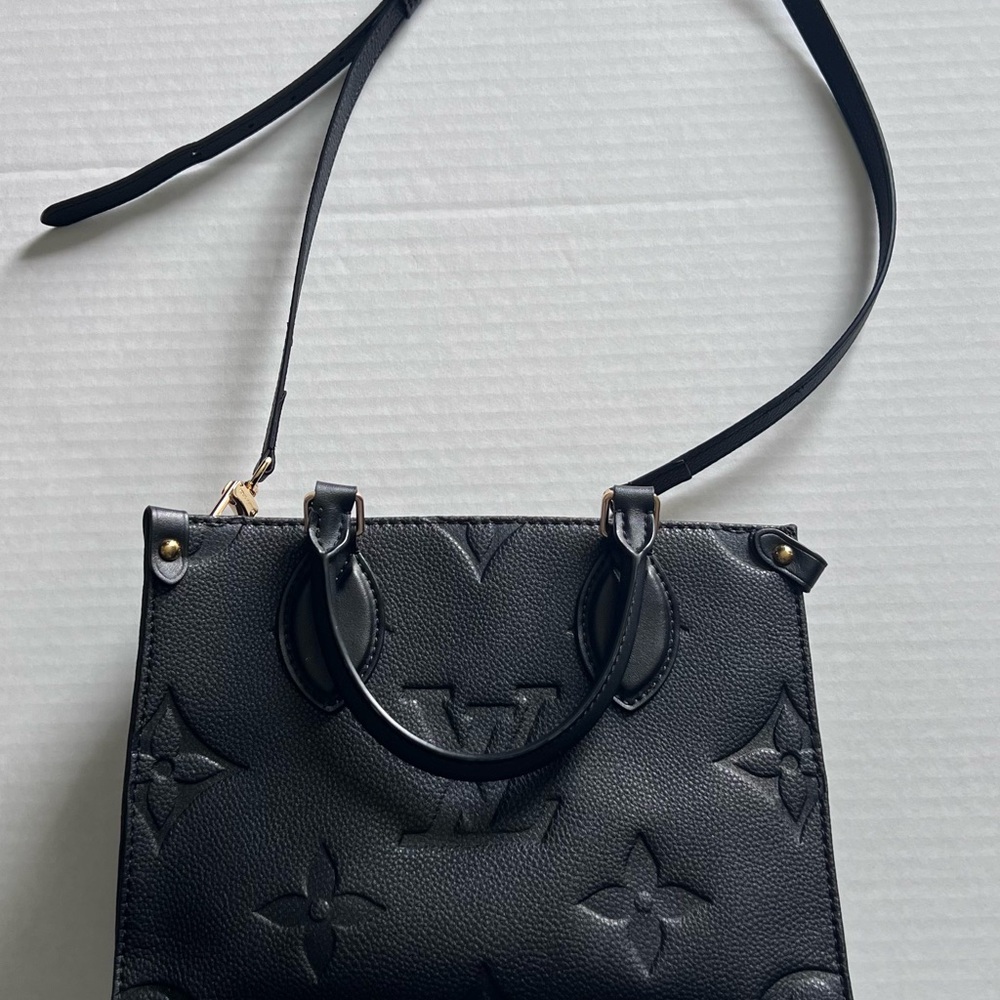 Black Designer Embossed Leather Bag